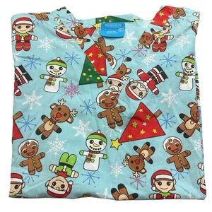 The Scrub Co. Christmas Print Scrub Top Size XL